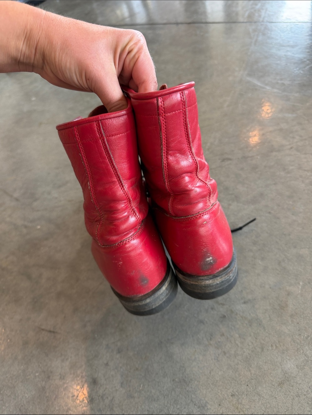 Women’s red leather Justin boots - Picture 4 of 5